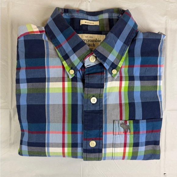 Abercrombie & Fitch Other - Abercrombie & Fitch Men's Muscle Blue and Green Plaid Shirt